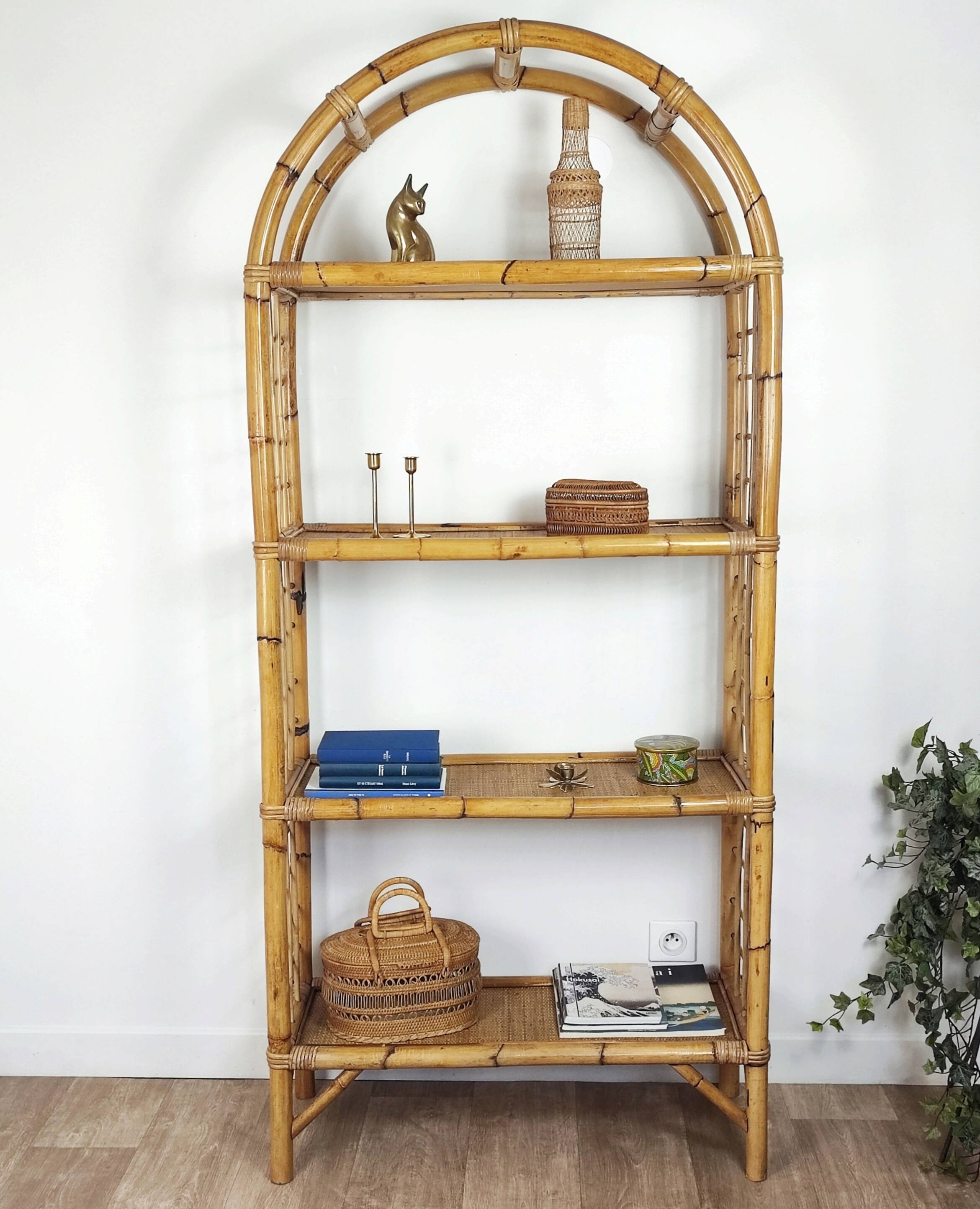 Rattan bookcase shelf