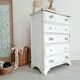 Commode haute blanche patinée