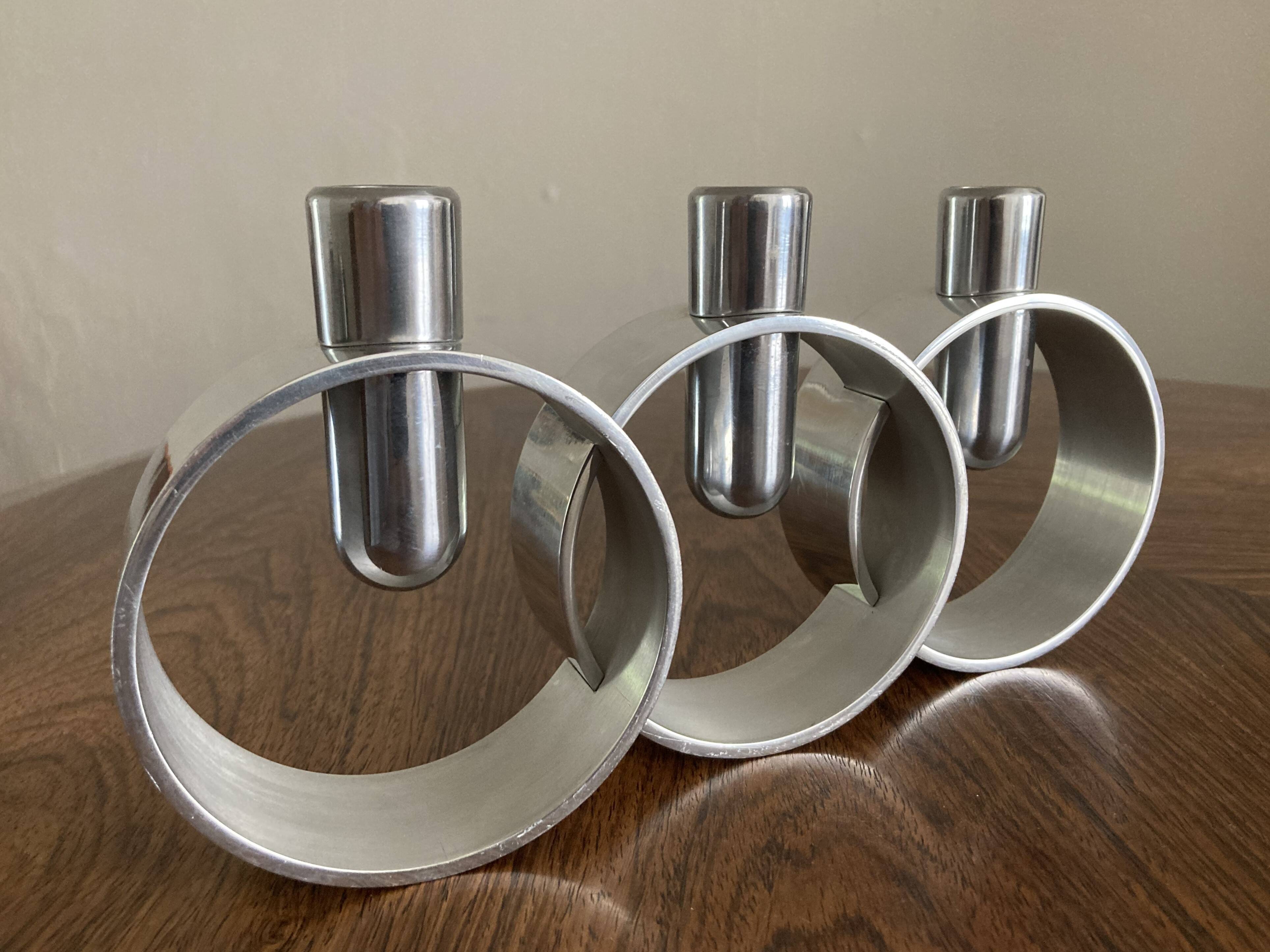 Modernist chrome candle holder from the 70s