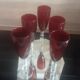 Lot 5 vintage ruby red glass flutes