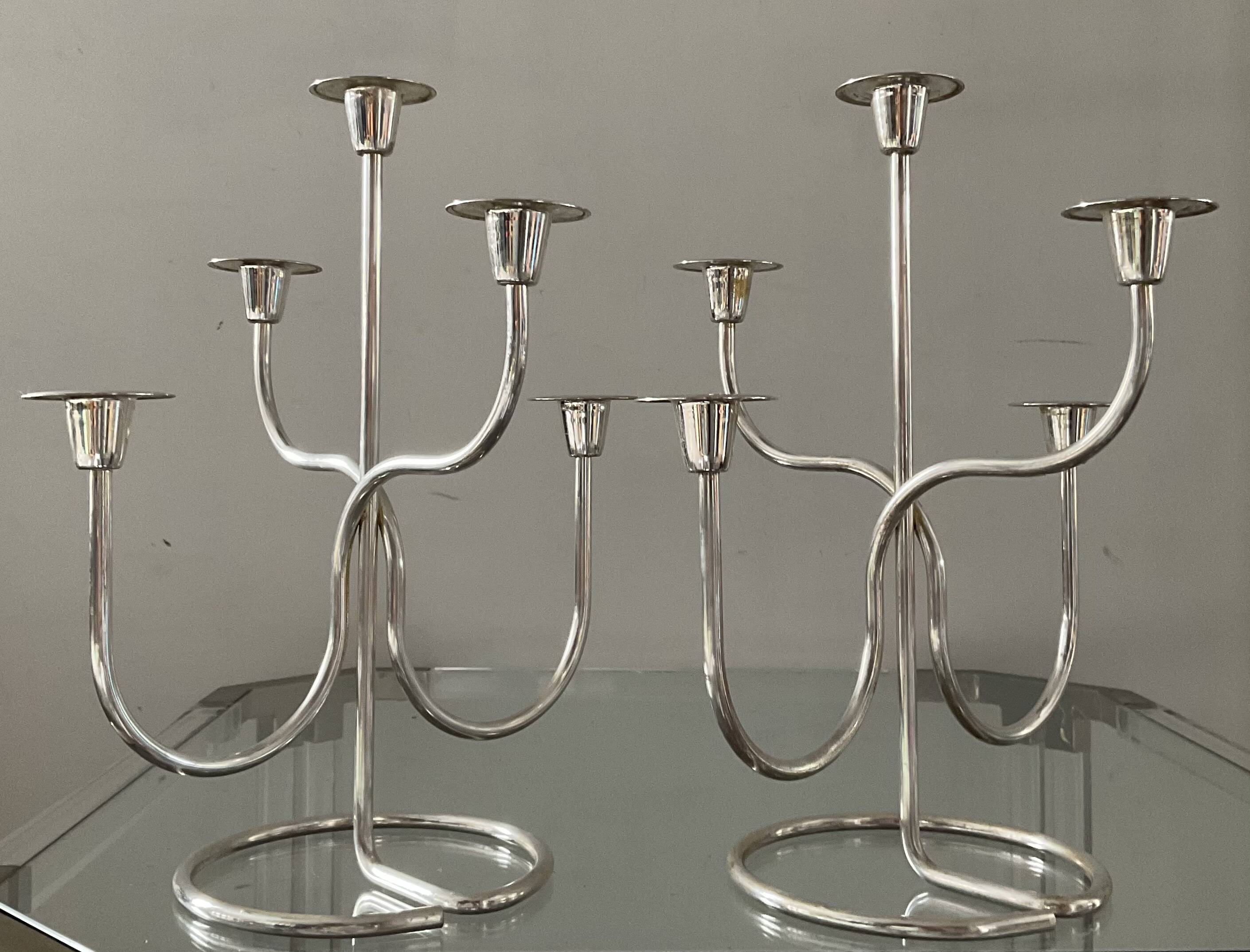 Pair of Tommy Larsen silver brass candlesticks from the 70s