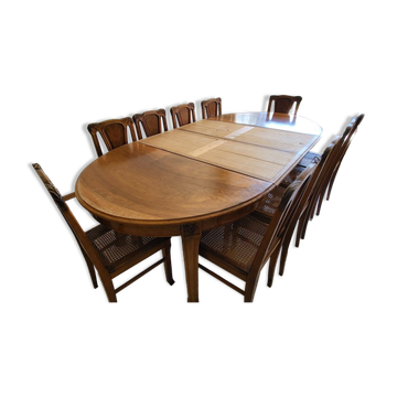 Table and 10 Art Nouveau style chairs.