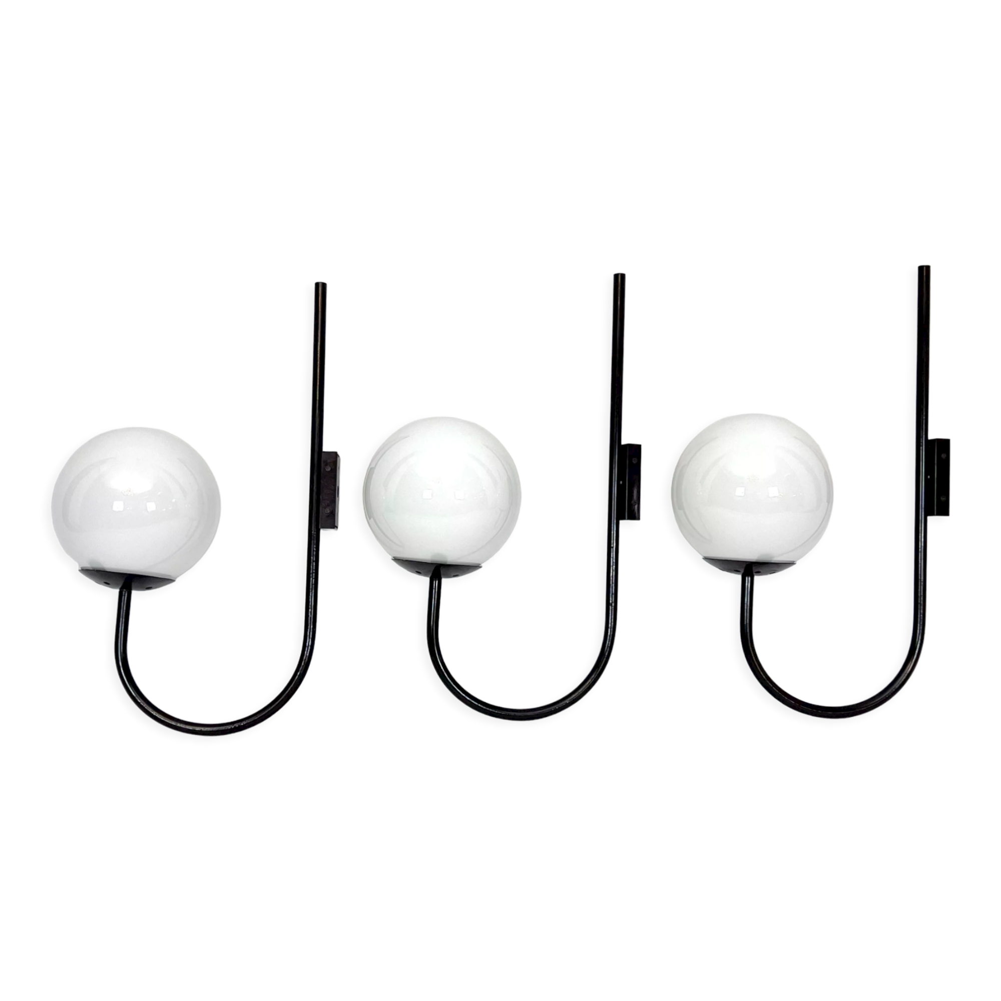 Mid-Century Italian set of three large sphere wall lamps from 60s