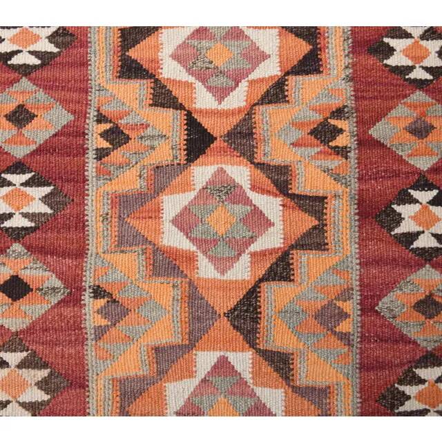 1970s Vintage Turkish Hand-Knotted Wool Cotton Orange Runner Rug 89x287