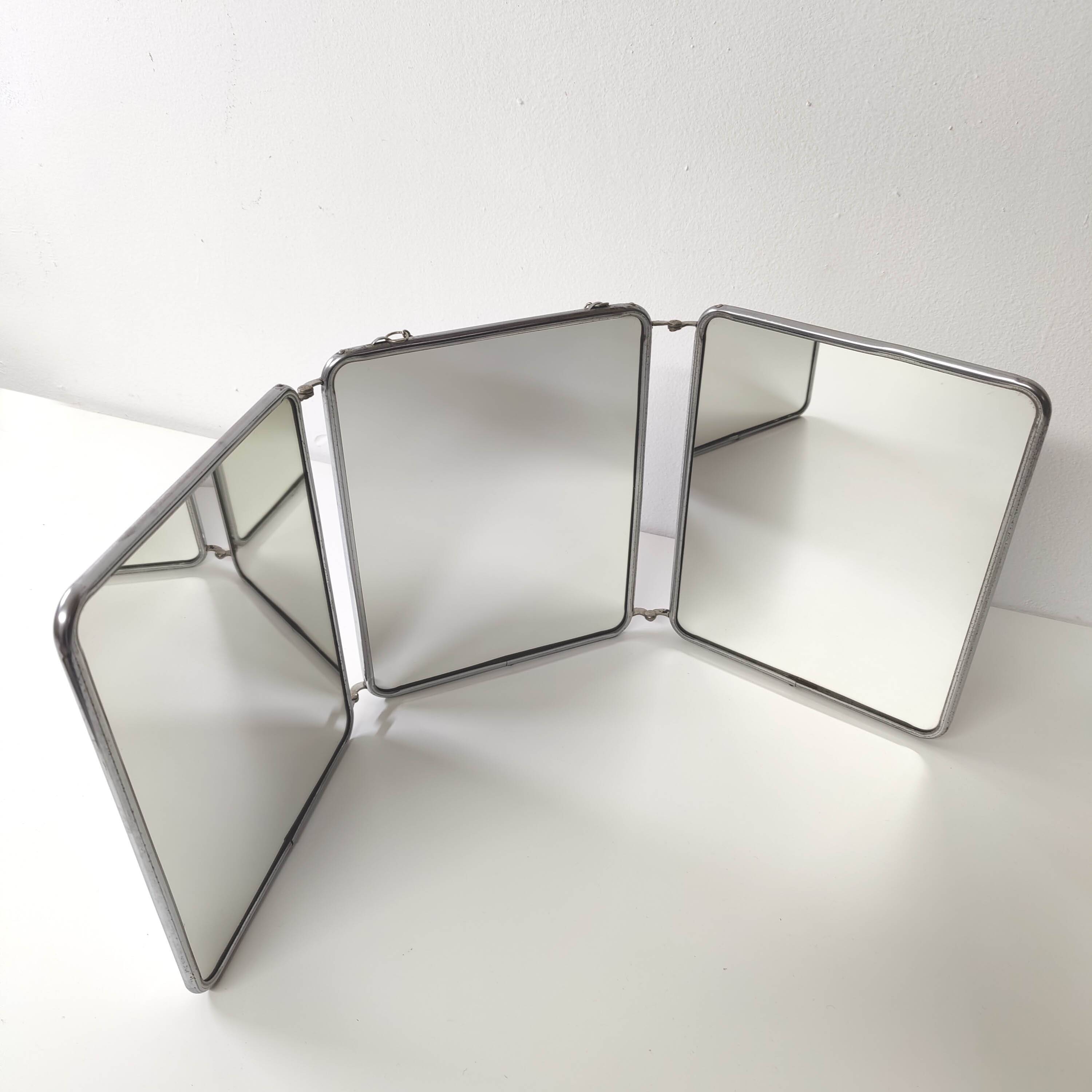 Triptych barber mirror 70x28cm