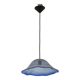 Frosted blue blown glass suspension light in 70s retro style.