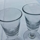 2 old bistro glasses, flared, in blown glass