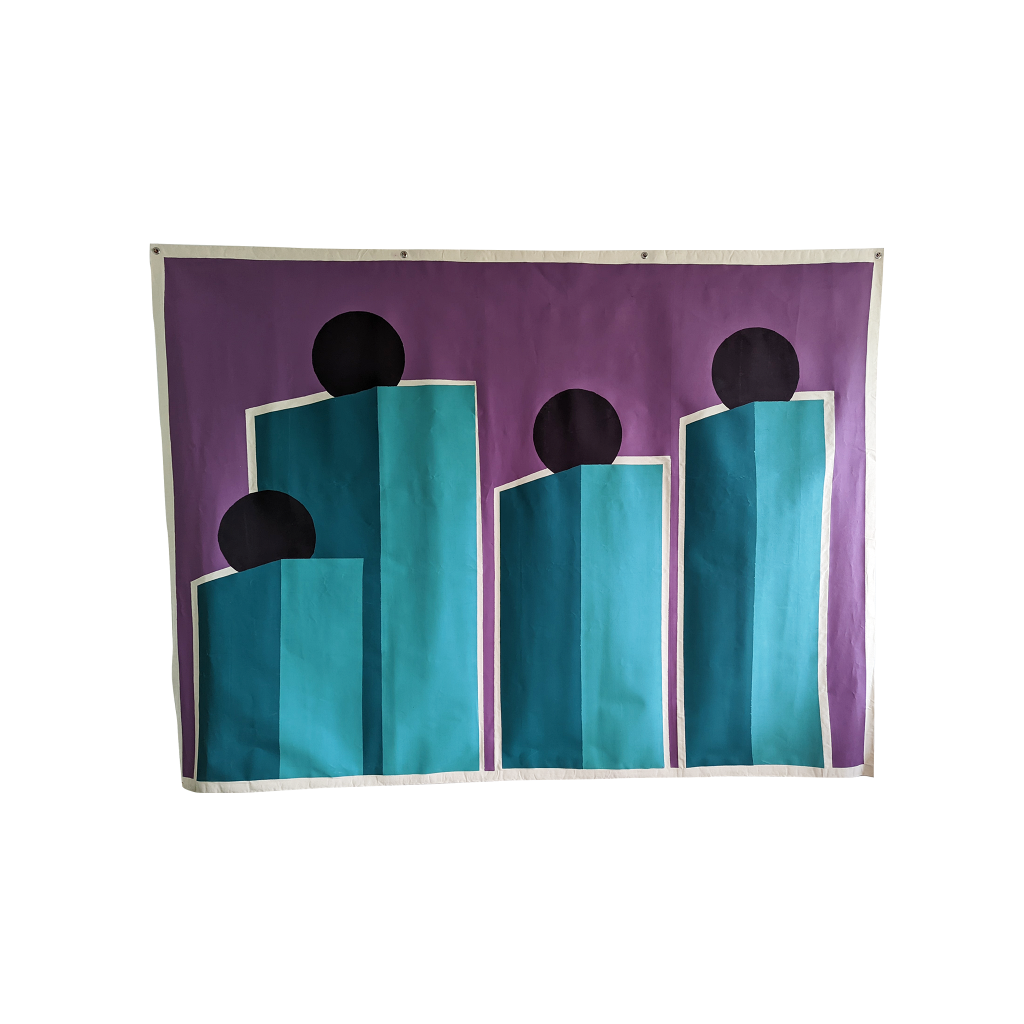 Family portrait original painted tapestry hanging wall art