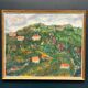 Original Swedish Oil on Canvas – “Hilly Landscape with Houses” by Lalla Blecher – Signed – Vintage & Framed