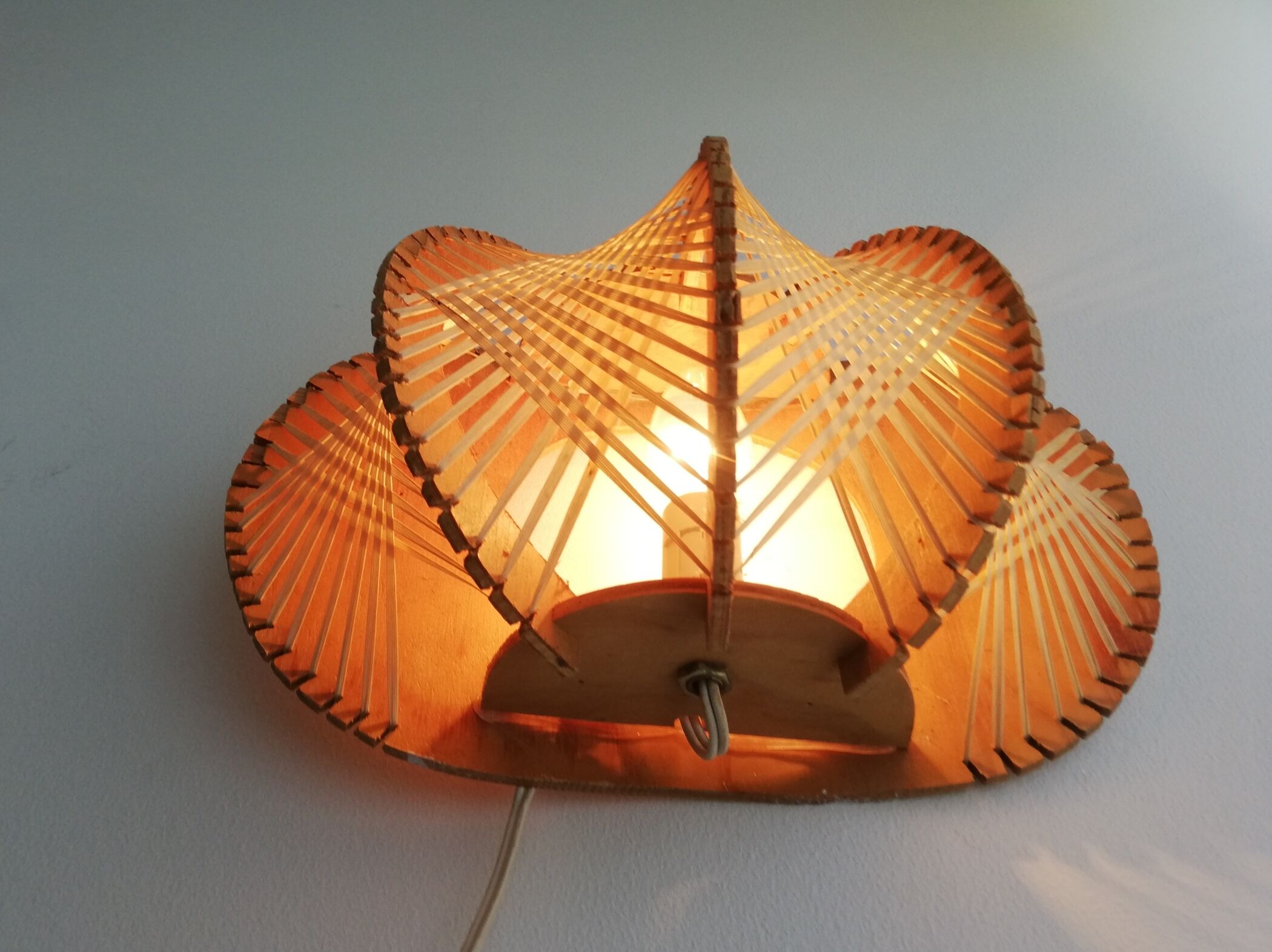 1960s wooden wall light sconce