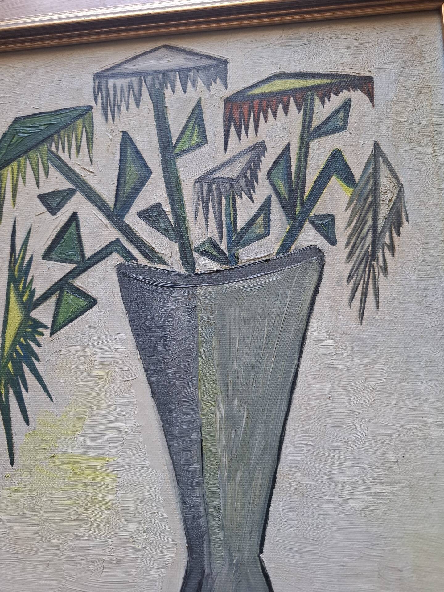 Tableau, huile sur toile dans le goût de Bernard Buffet, années 70