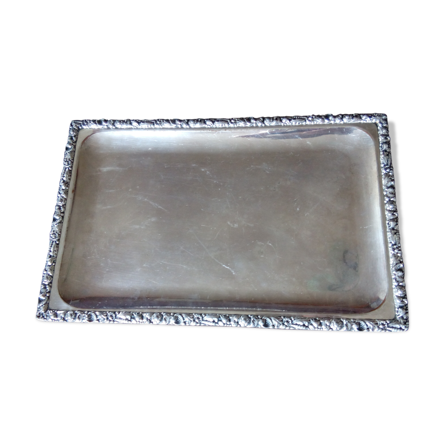 Silver metal tray with GANDAIS punch