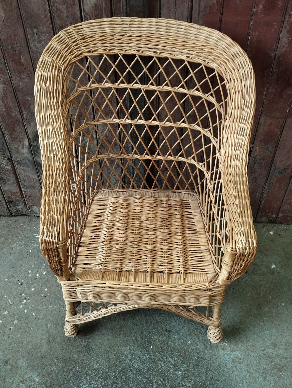 Fauteuil vintage rotin et osier