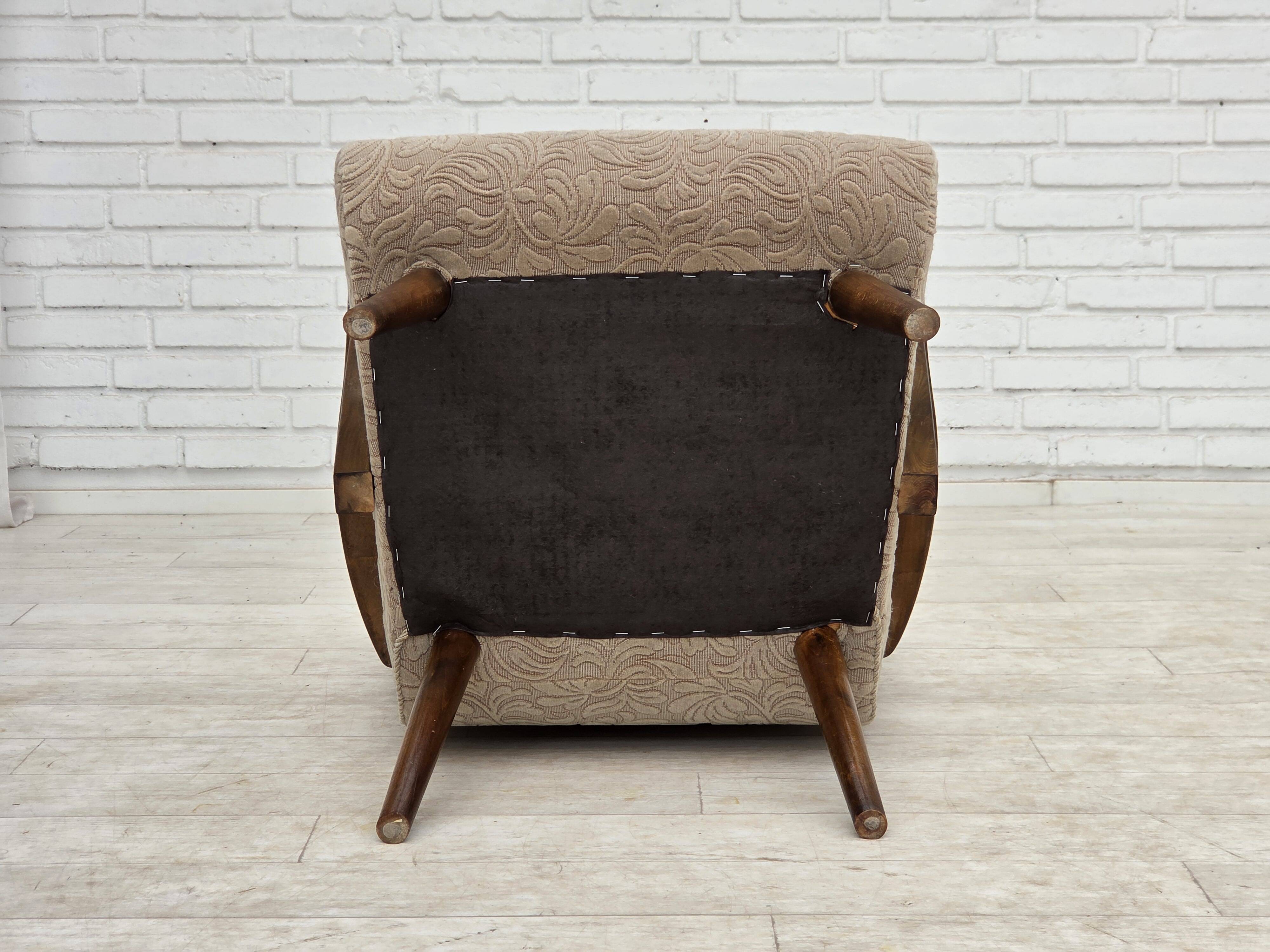 1960s, Danish armchair, furniture wool, beech wood.