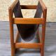 60s 70s newspaper holder Aksel Kjersgaard made of teak & leather