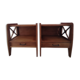 Pair of bedside tables in oak workshop Saint Sabin year 1950