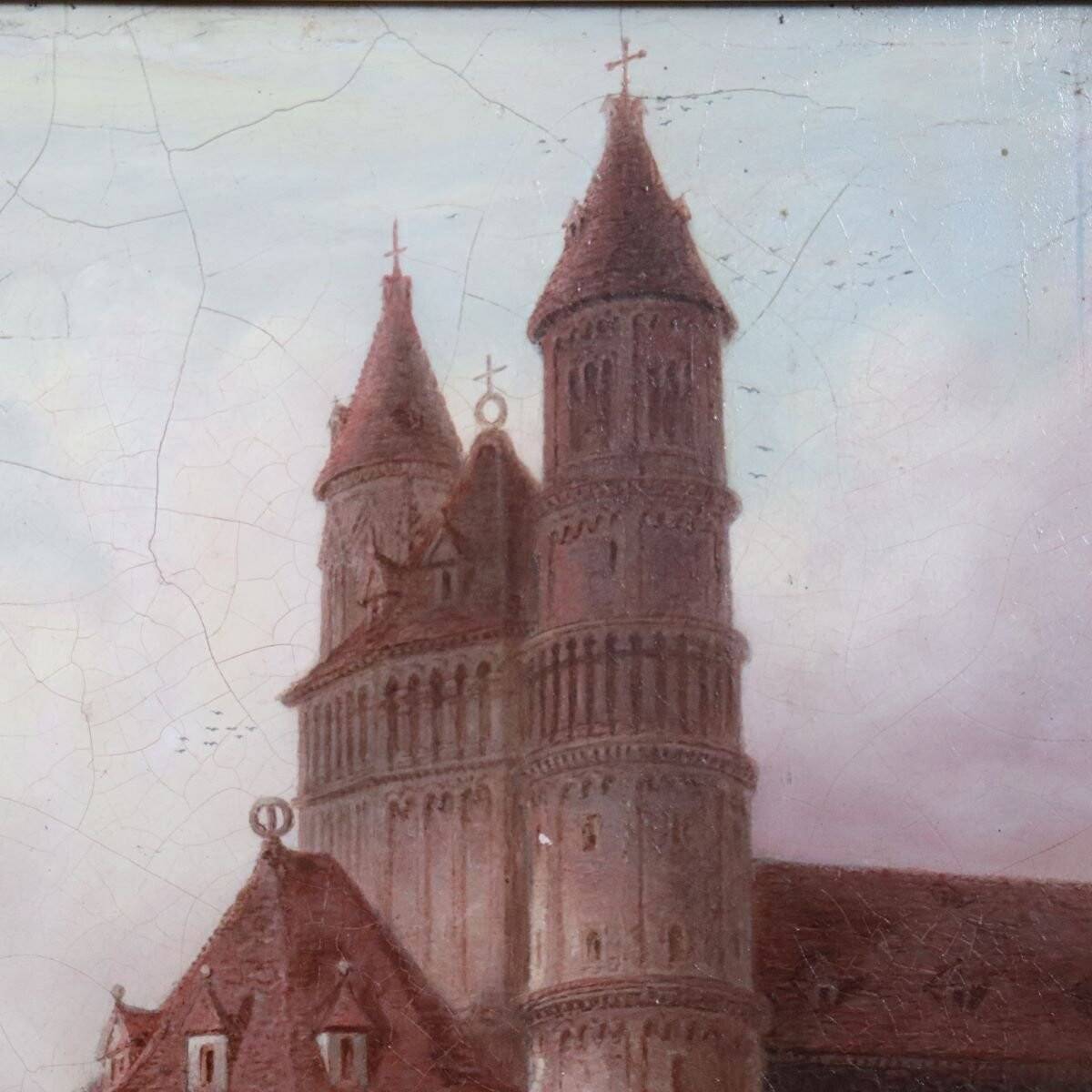 Worms Cathedral, Oil On Panel, 19th Century