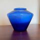 Vase verre bullé bleu de cobalt Art Déco