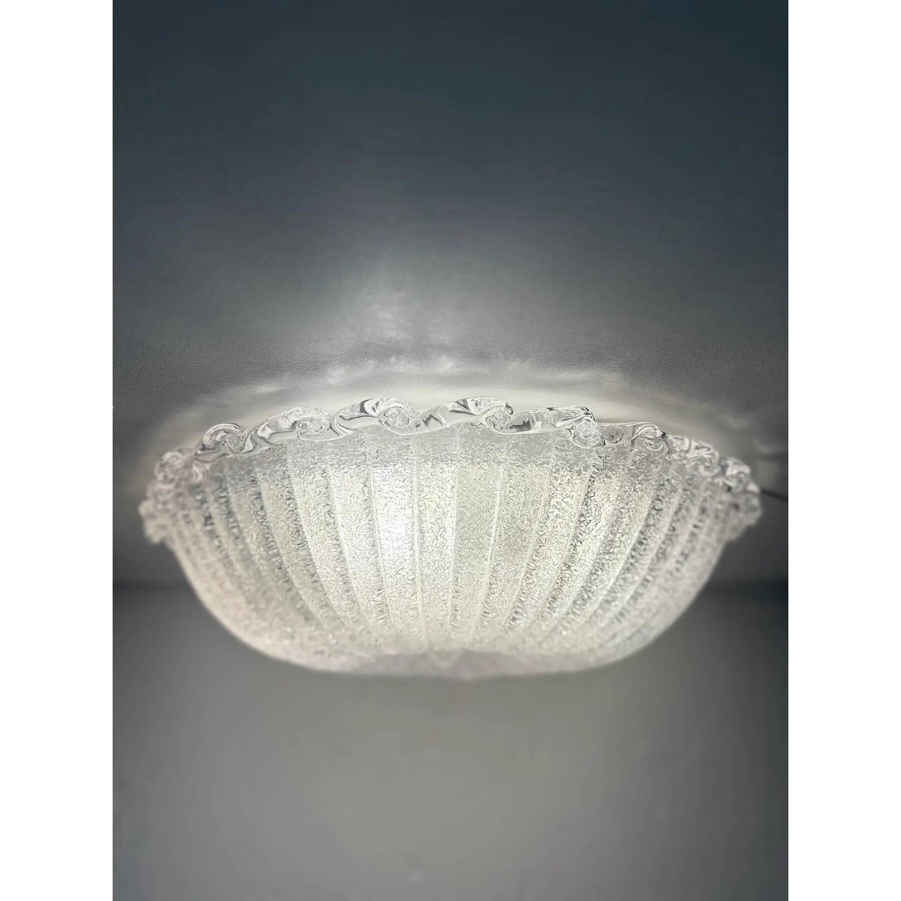 Traditional Italian White "Graniglia" Murano Glass Flush Mount in 70' Style