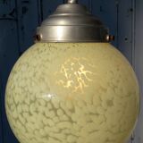Art deco suspension globe in green clichy glass