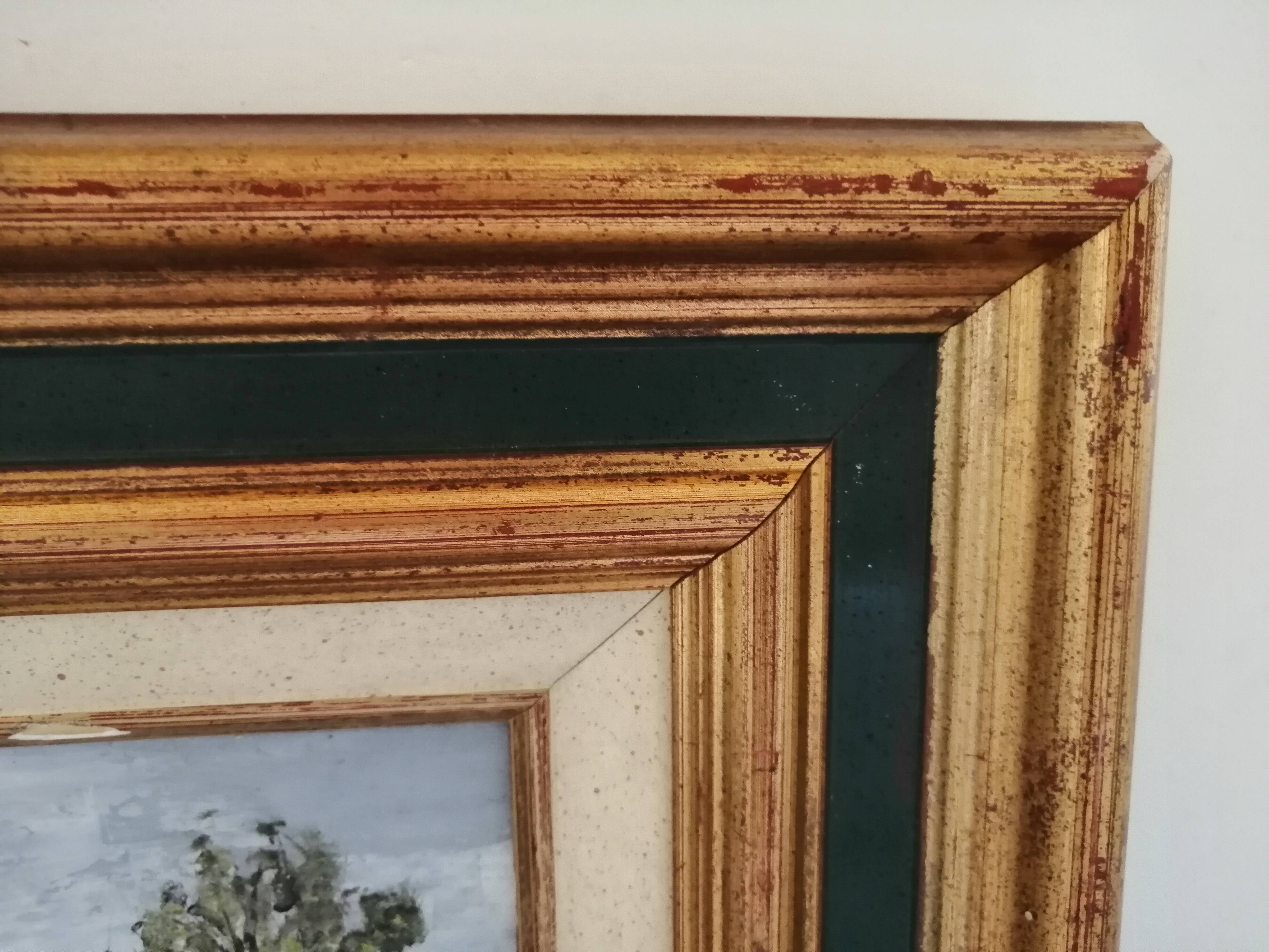 Old oil framed on panel