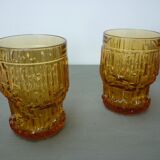 2 destructured pressed molded glasses