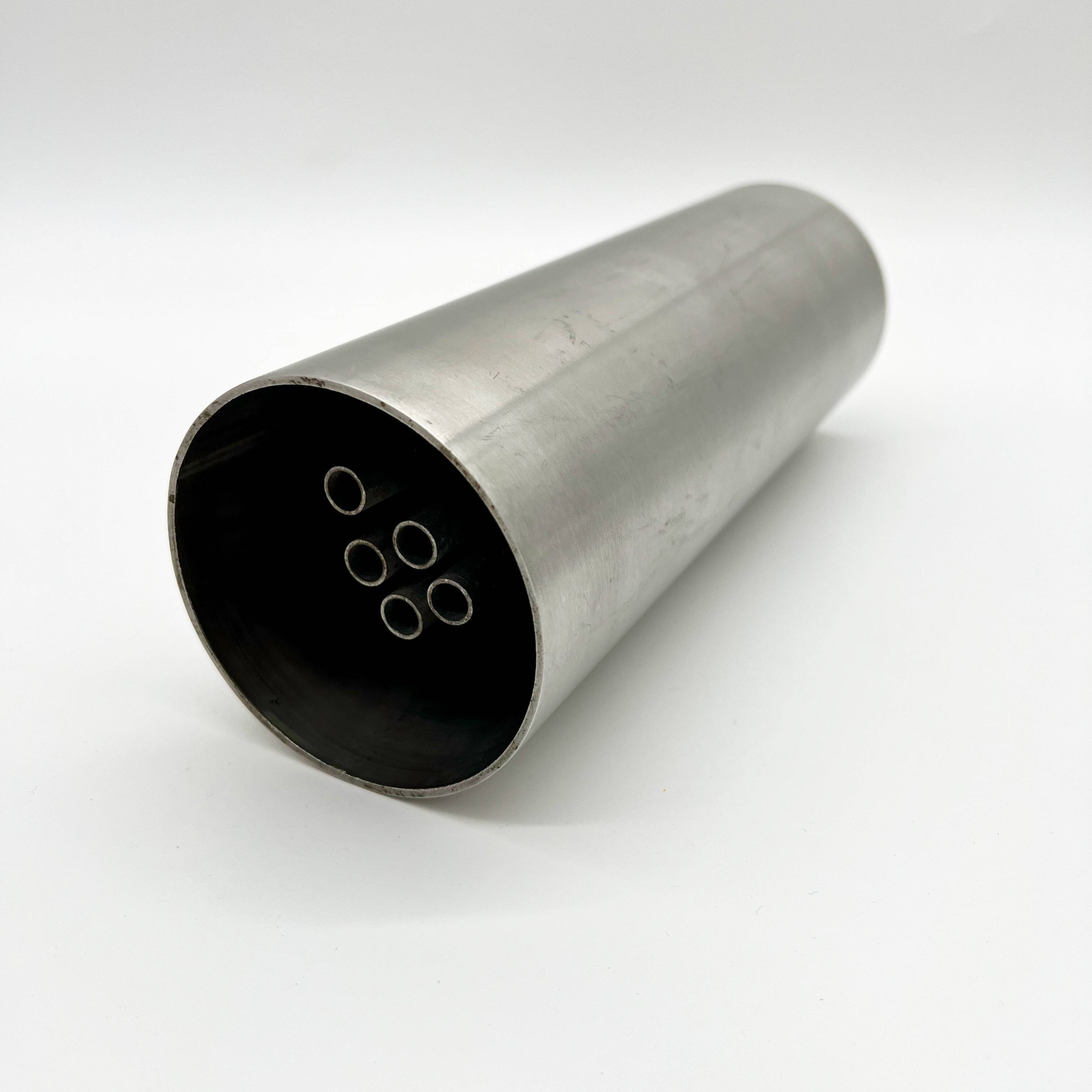 Roll vase / built-in flower stick – brushed aluminum, 1970s