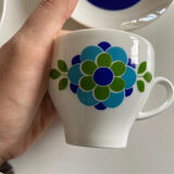 Set of vintage seventies cups and sub-cups