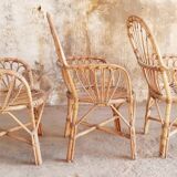 Three vintage rattan chairs