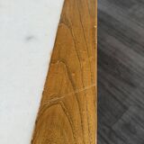 Table basse vintage en bois (chêne massif) et marbre