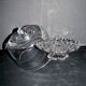 Antique cheese dome on a diamond moulded crystal stand, 1920, marked registered.