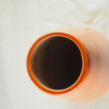 Large orange losangic vase - Laurentian pottery - 80s / 90s
