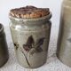 Série de 3 pots en grès émaillé motifs herbier Le Rivet