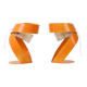 Lot de 2 lampes de table abstraites orange en métal façonné des années 60