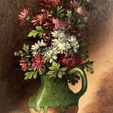 Pair of miniatures, oils on panel, bouquets of flowers