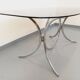 Vintage rectangular rounded dining table in smoked glass and chrome metal