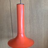 Pair of Lita metal orange pendant lights from the 70s Space Age.