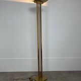 70s floor lamp in brass and smoked plexiglass, Hollywood Regency