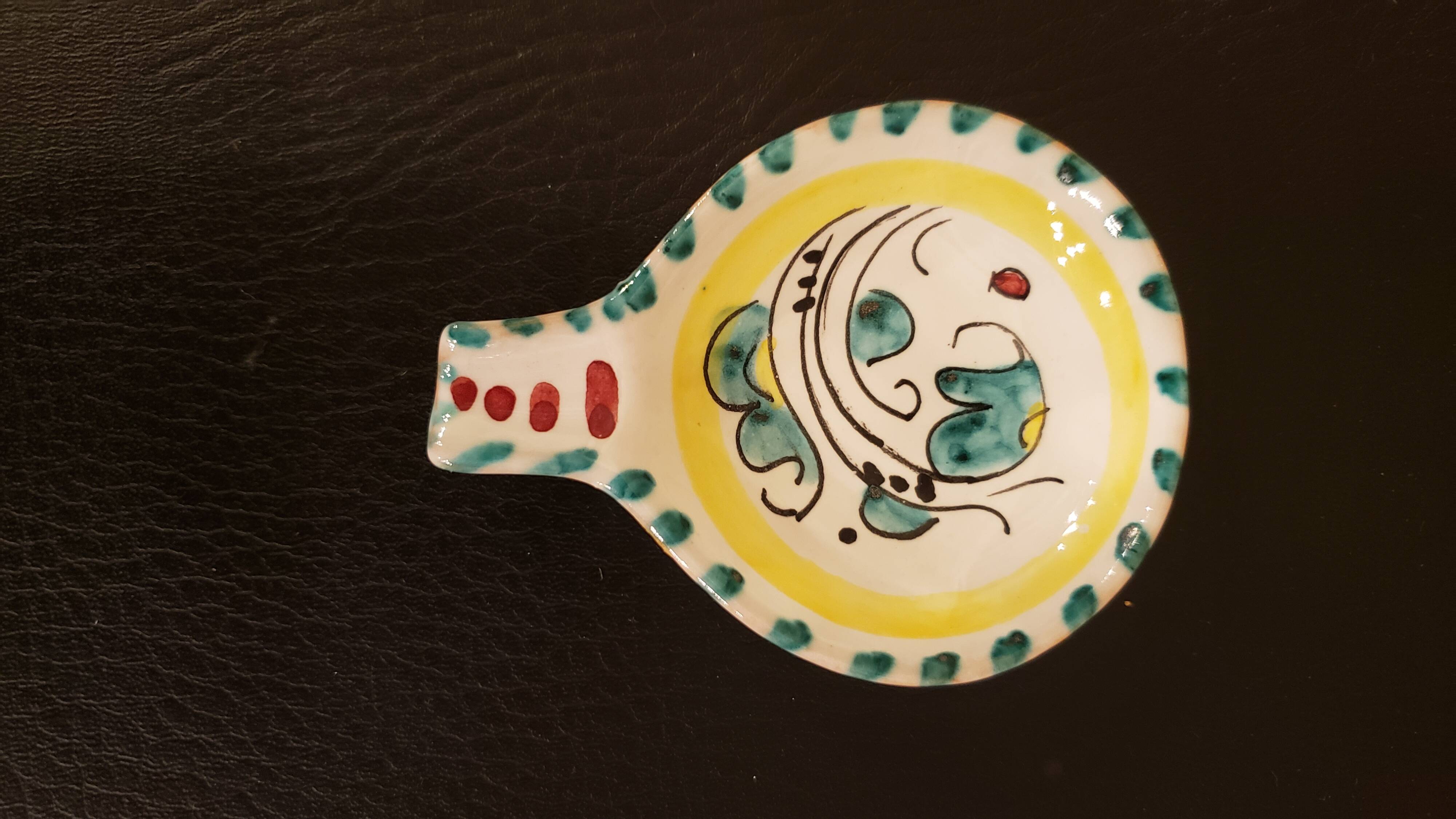 Signed ceramic ashtray set with holder