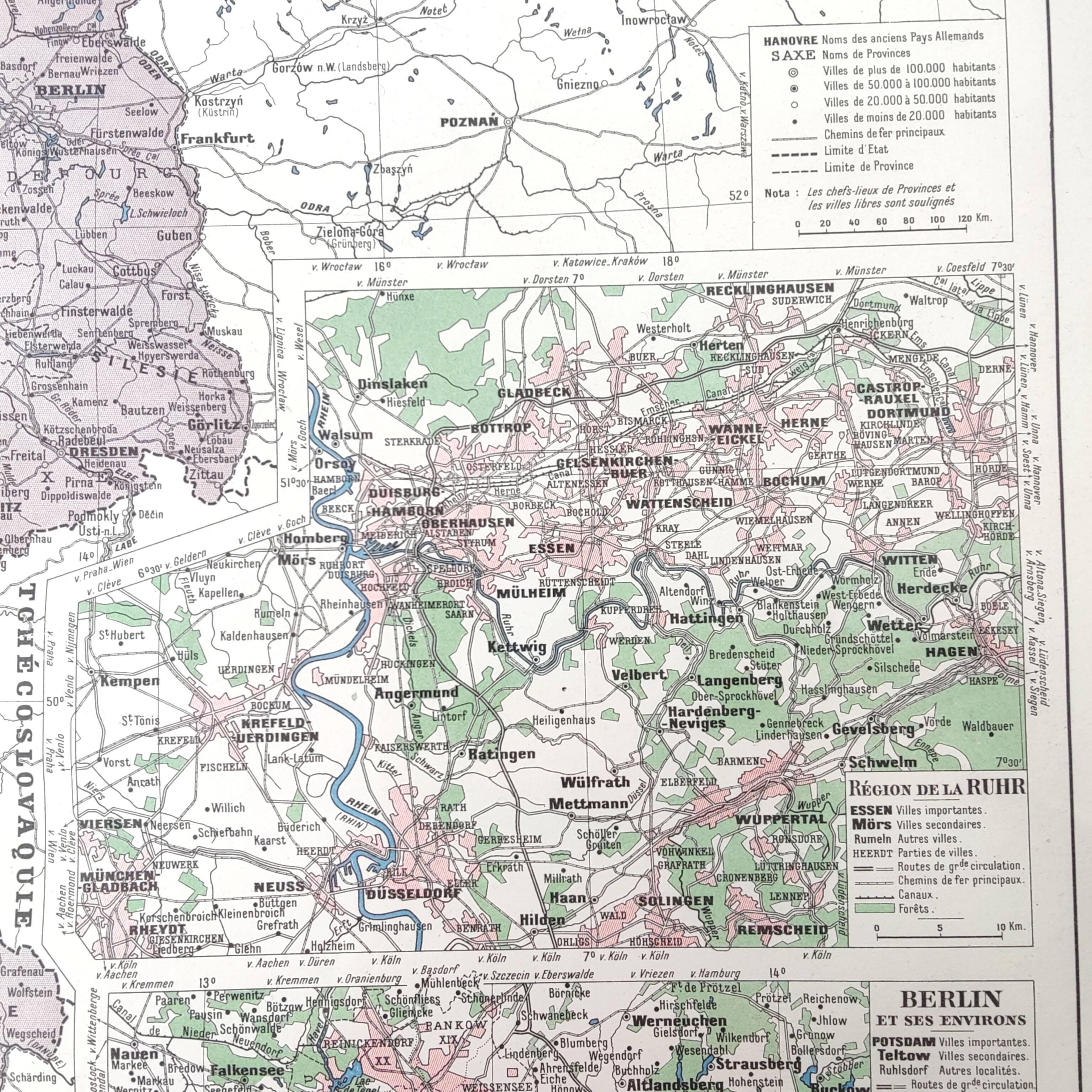 Old Germany map 43x43cm from 1950