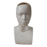 Vintage design vase 70s enamelled ceramic bust sculpture head face