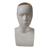 Vase vintage design années 70 sclupture de buste en céramique émaillée tête visage