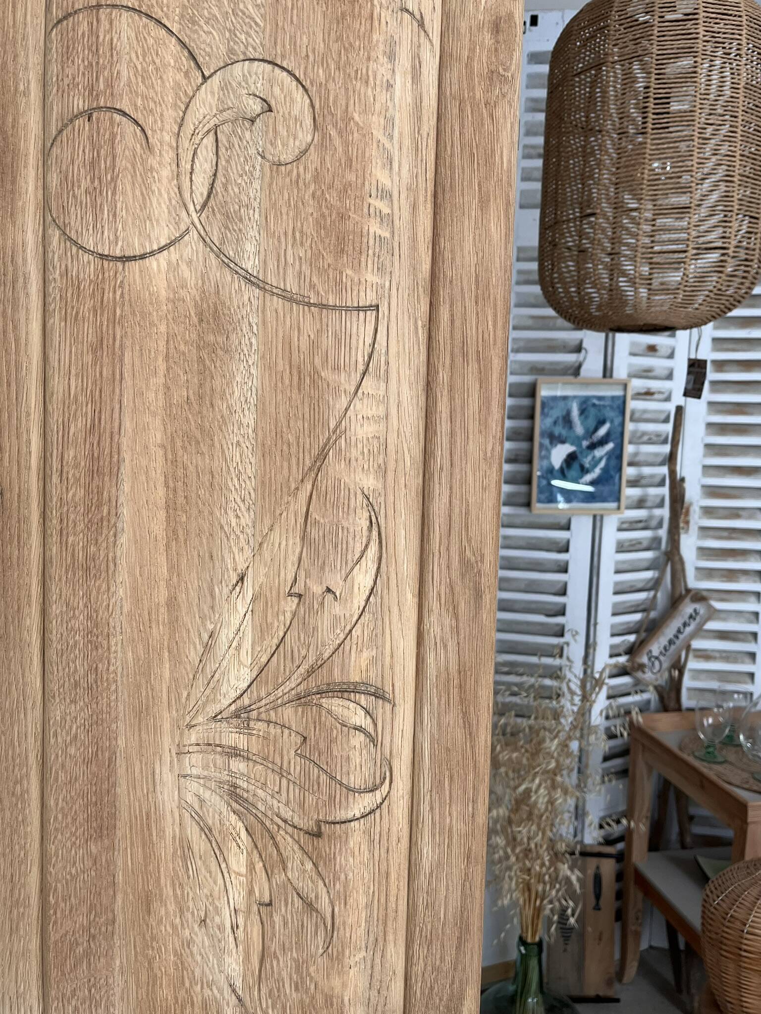 Two Art Deco solid oak wardrobe doors Solweig & Abigaël screen