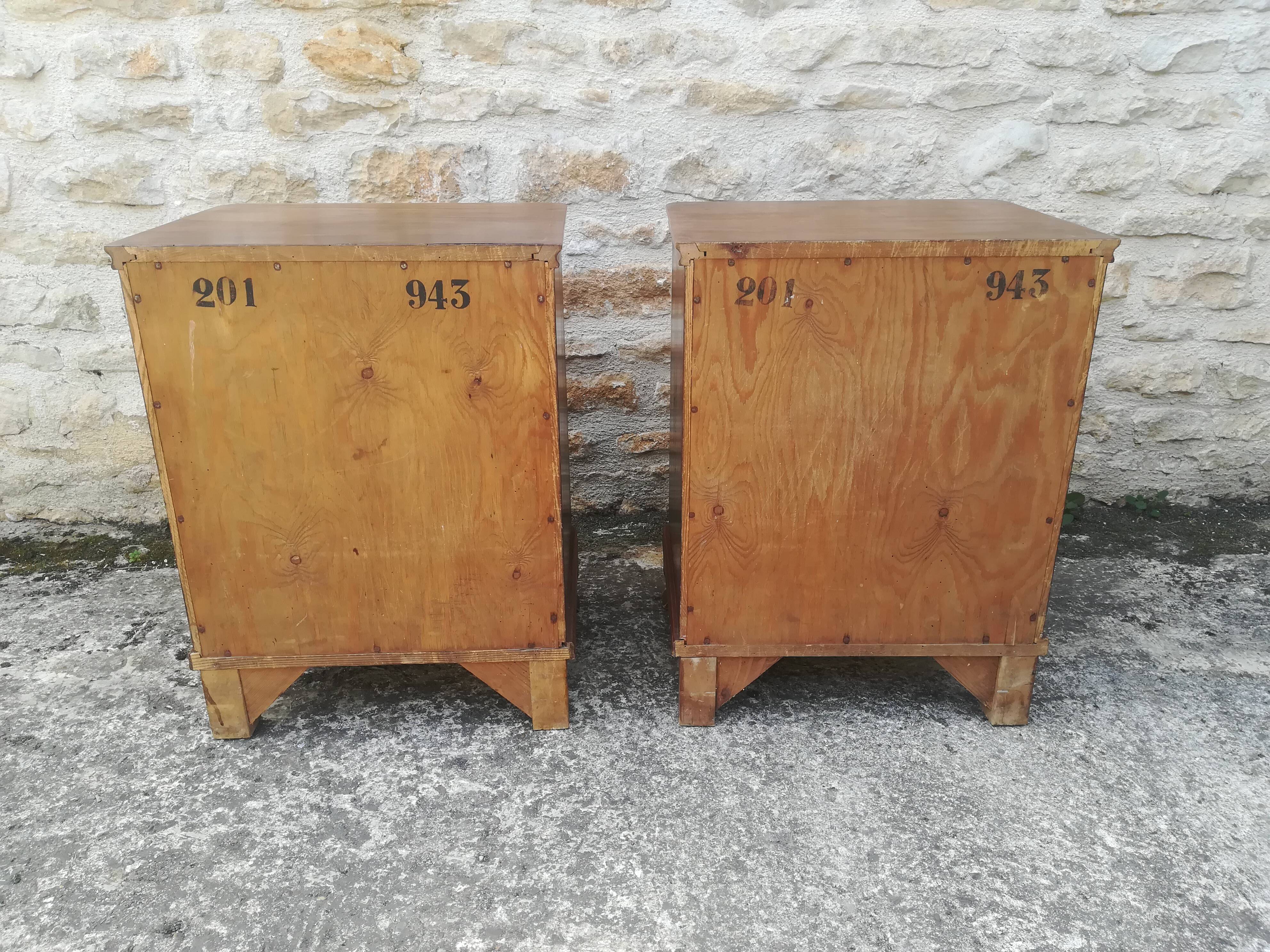 Pair of walnut bedside tables