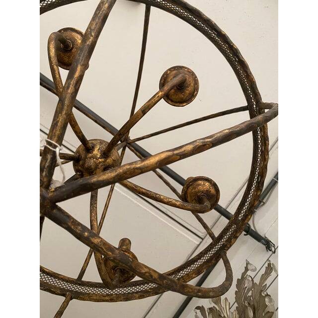 Contemporary Gold-Leaf and Clay Sphere Chandelier