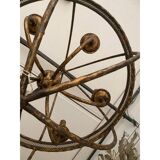 Contemporary Gold-Leaf and Clay Sphere Chandelier
