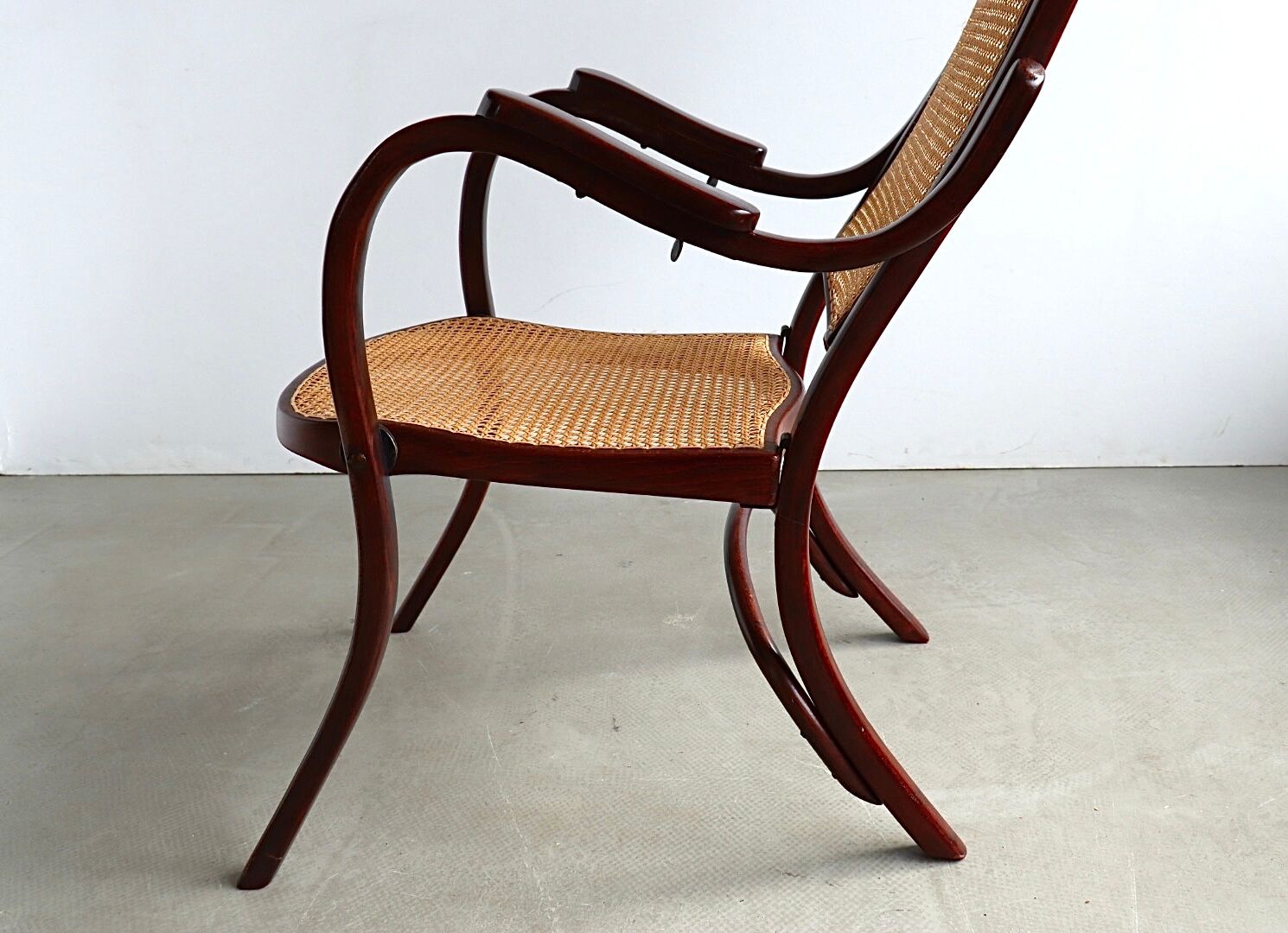 Thonet No. 1 Bentwood and Webbing Folding Arm Chair