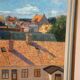 Large Original Swedish Oil on Panel – "Urban Landscape" by Wilhelm Matton – Signed – Dated 1947 – Framed – 83 × 73 cm (32.7 in × 28.7 in)