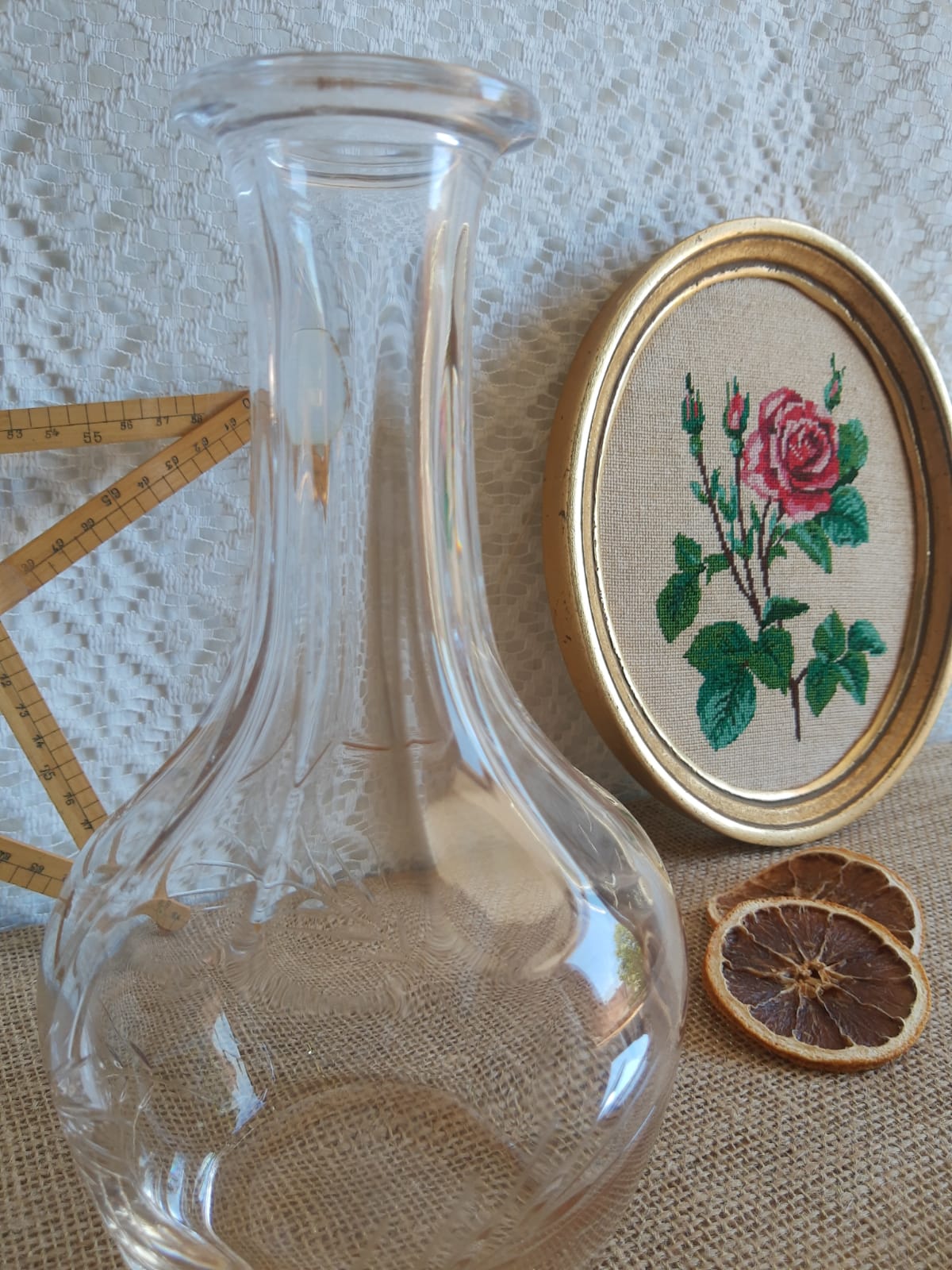 Carafe cristal d'arques épis taillé vintage
