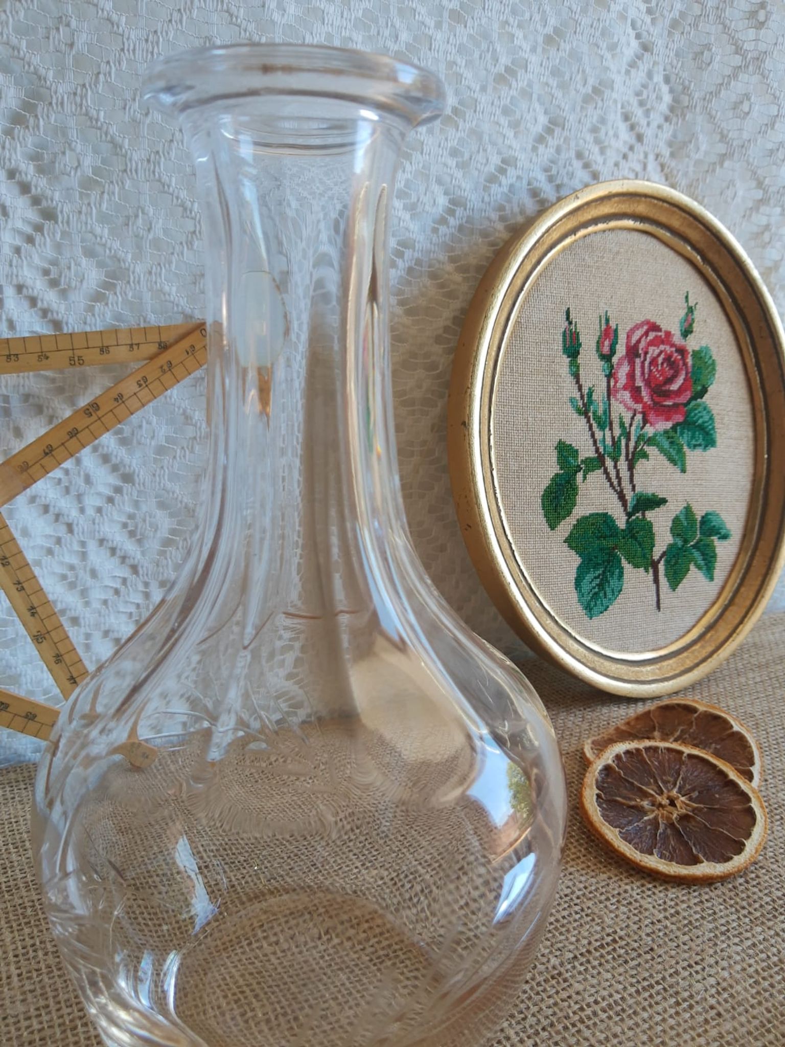Carafe cristal d'arques épis taillé vintage
